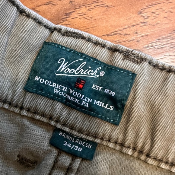 Woolrich pants jeans men’s 34x30 5 pocket green tan stretch straight fit comfort - Picture 4 of 9